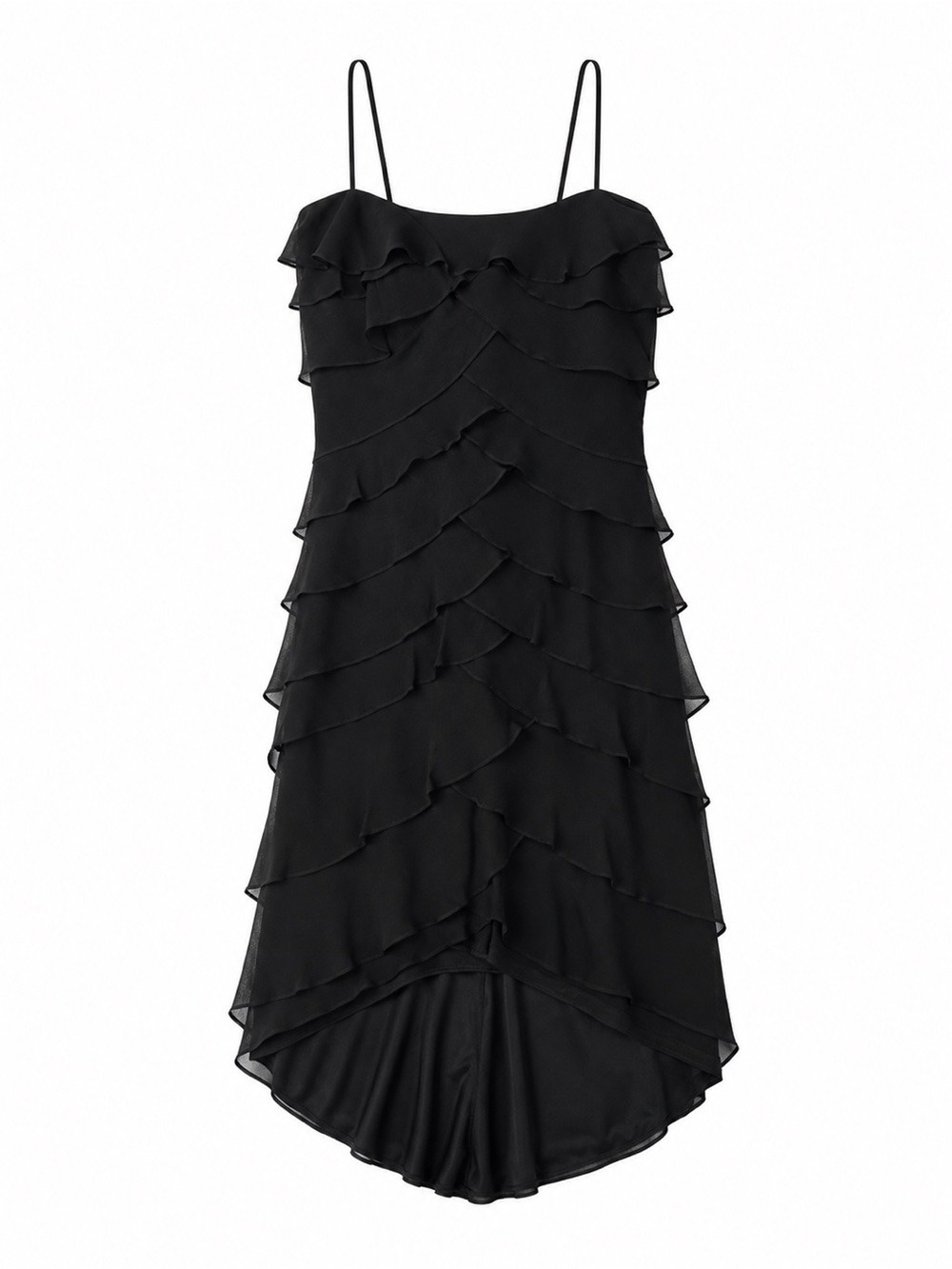 Tadashi Black Tiered Spaghetti Strap Mini Dress Sz 4